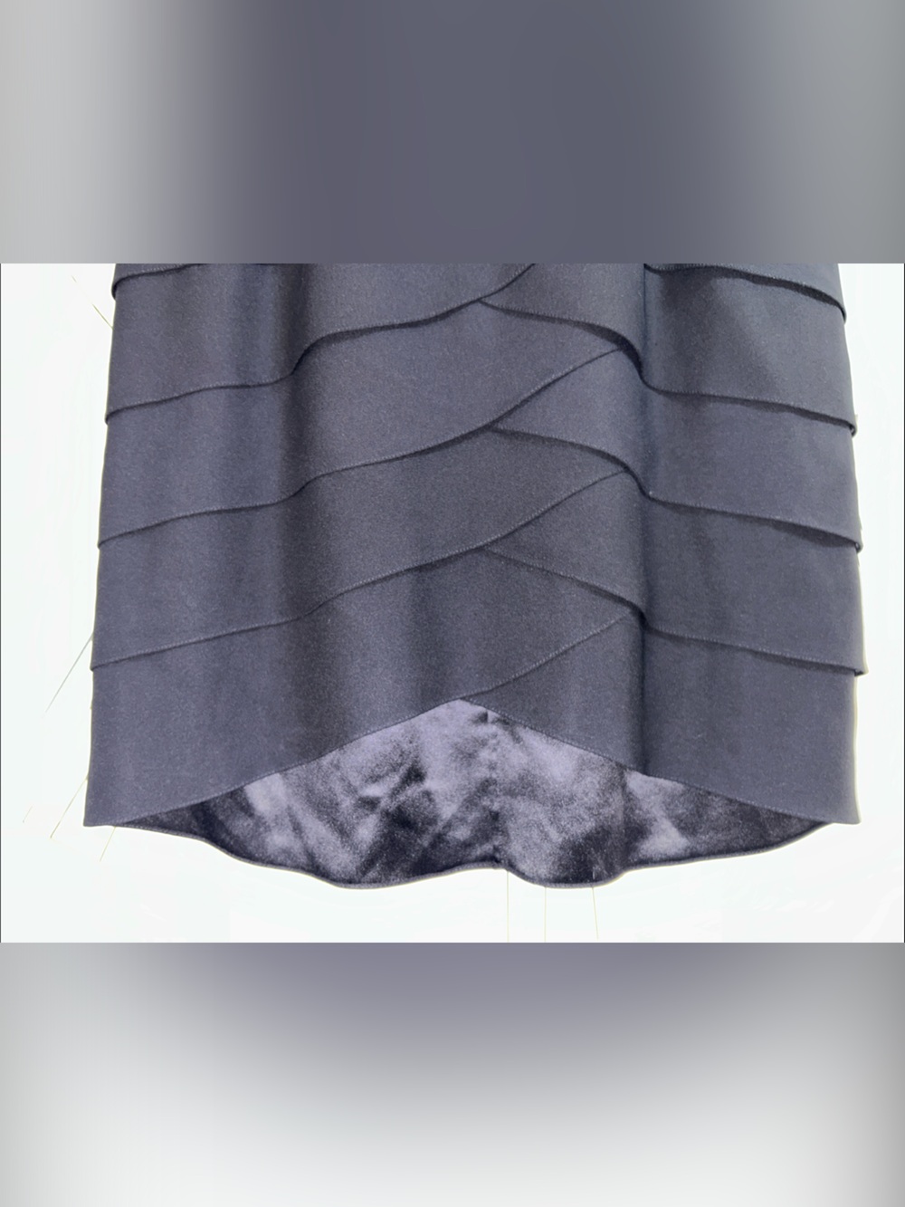 Chetta B 100% Silk Black V-Neck Tiered Midi Dress - Picture 4 of 13